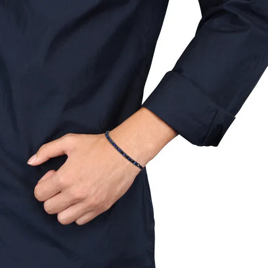 Bracelets JMS always Original Amour 17 CT Created Blue and Black Sapphire Mens Tennis Bracelet in Black Rhodium Plated Sterling Silver Bracelets JMS always Original Amour 17 CT Created Blue and Black Sapphire Mens Tennis Bracelet in Black Rhodium Plated Sterling Silver
