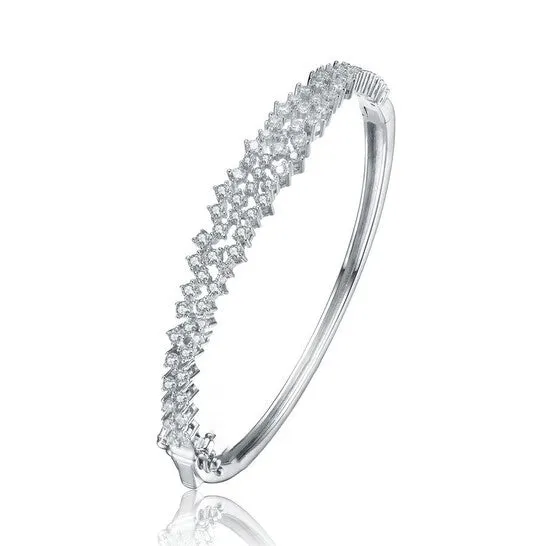 Bracelets JMS always Original Megan Walford Sterling Silver with Rhodium Plated Clear Round Cubic Zirconia Cluster Style Bangle Bracelet Bracelets JMS always Original Megan Walford Sterling Silver with Rhodium Plated Clear Round Cubic Zirconia Cluster Style Bangle Bracelet