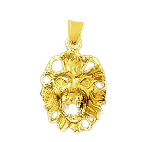 Charm Necklaces 14K Gold 18MM Lion Head Charm Goldia
