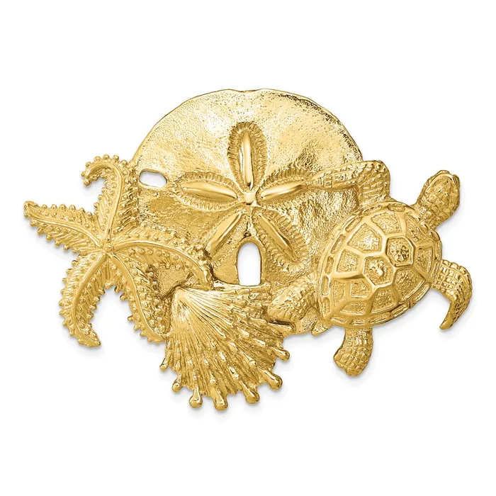 Charm Necklaces Goldia 14k Yellow Gold Sea Life Cluster Slide