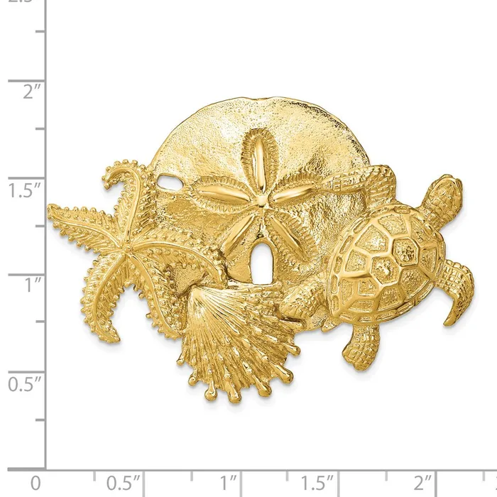 Charm Necklaces Goldia 14k Yellow Gold Sea Life Cluster Slide