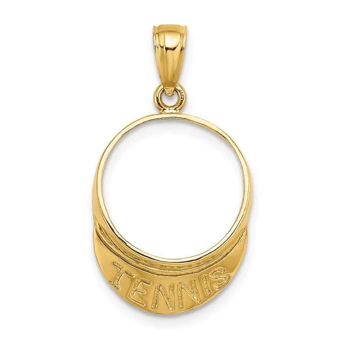 Charm Necklaces Goldia 14k Yellow Gold Solid Polished 3D Tennis Visor Charm