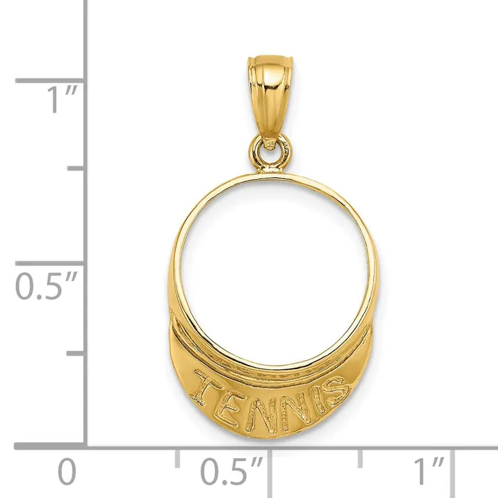 Charm Necklaces Goldia 14k Yellow Gold Solid Polished 3D Tennis Visor Charm