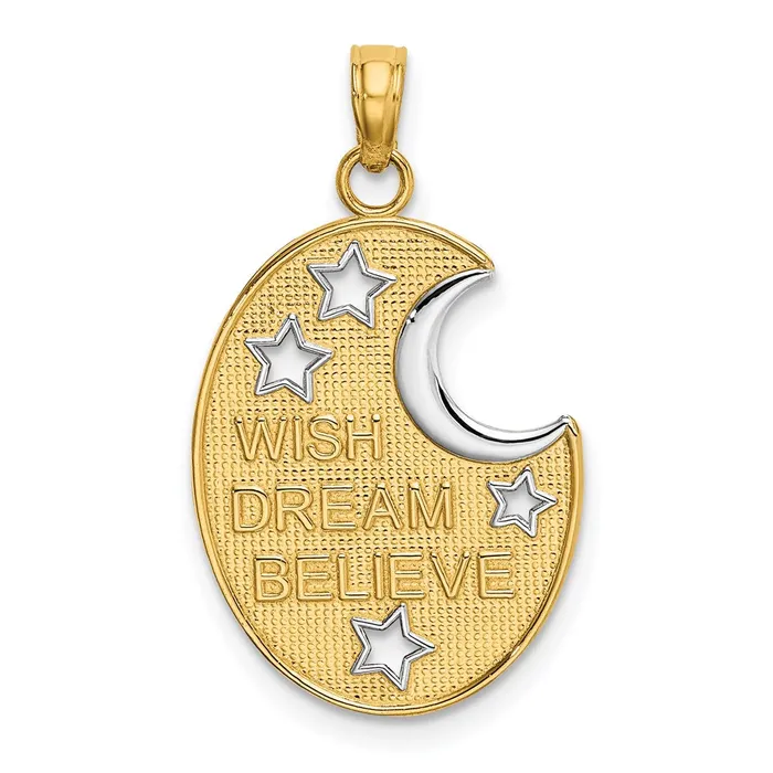 Charm Necklaces Goldia 14k Yellow Rhodium Gold w Rhodium WISH DREAM BELIEVE Moon and Stars Charm Charm Necklaces Goldia 14k Yellow Rhodium Gold w Rhodium WISH DREAM BELIEVE Moon and Stars Charm