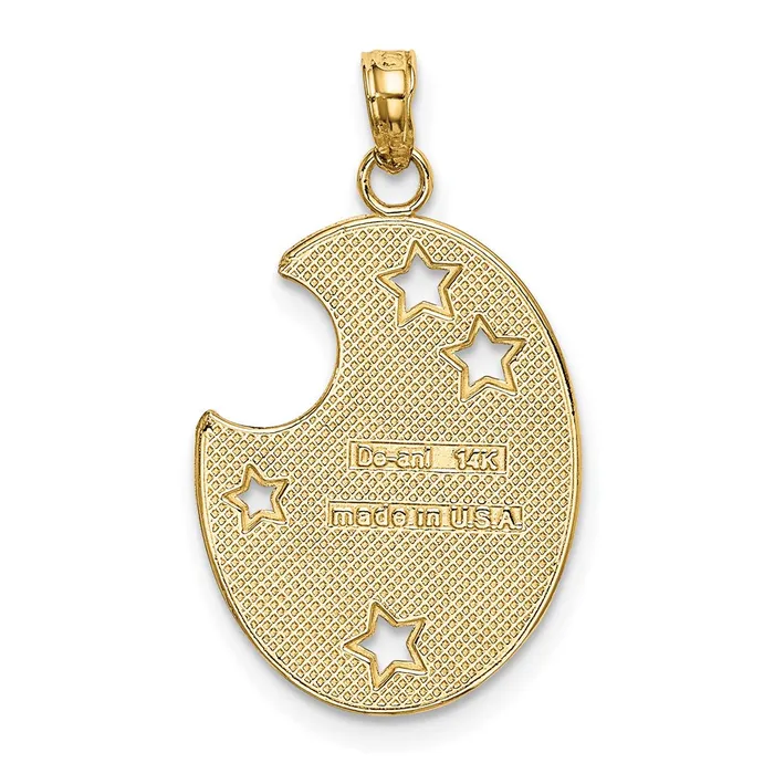 Charm Necklaces Goldia 14k Yellow Rhodium Gold w Rhodium WISH DREAM BELIEVE Moon and Stars Charm