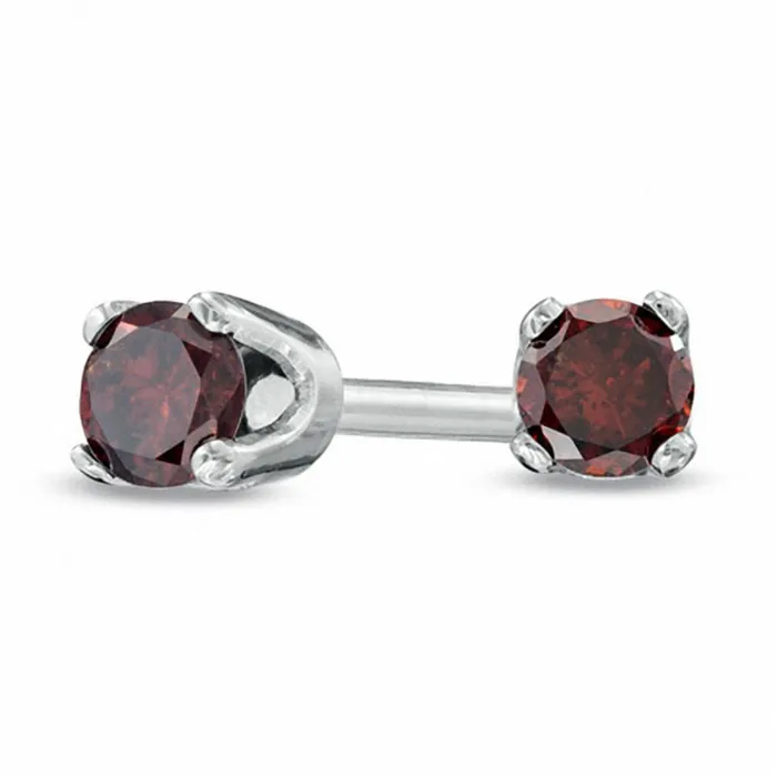Earrings 01 CT TW Enhanced Red Diamond Solitaire Stud Earrings in 14K White Gold Goldia Earrings 01 CT TW Enhanced Red Diamond Solitaire Stud Earrings in 14K White Gold Goldia