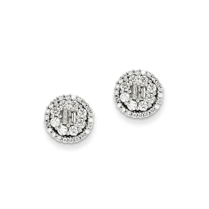 Earrings 14K White Gold Real Diamond Post Earrings Goldia