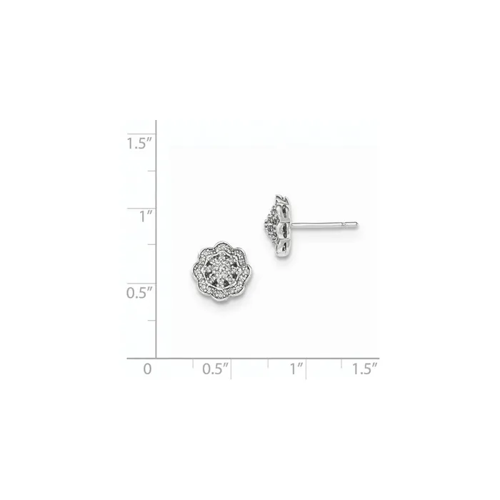 Earrings 14K White Gold Real Diamond Post Earrings Goldia