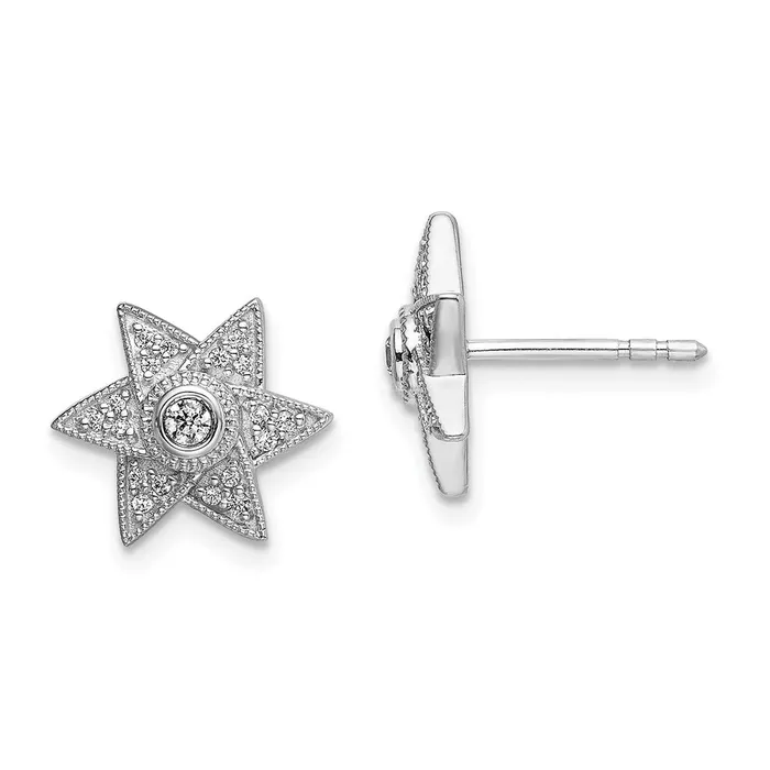 Earrings 14k White Gold Real Diamond Six Pointed Star Post Earrings Goldia Earrings 14k White Gold Real Diamond Six Pointed Star Post Earrings Goldia