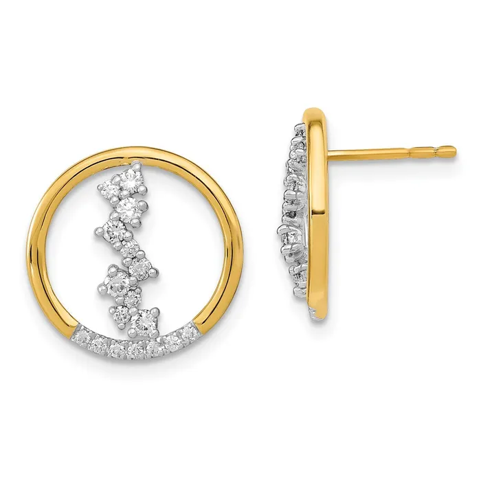 Earrings 14k Yellow Gold Polished Real Diamond Dangle Circle Post Earrings Goldia Earrings 14k Yellow Gold Polished Real Diamond Dangle Circle Post Earrings Goldia