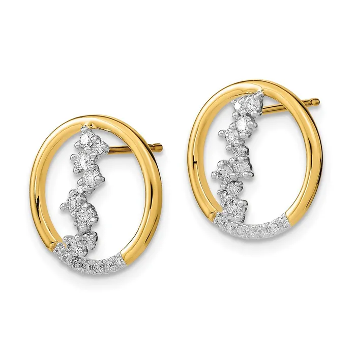 Earrings 14k Yellow Gold Polished Real Diamond Dangle Circle Post Earrings Goldia