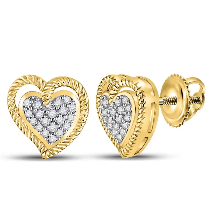Earrings gndatlanta 10k Yellow Gold Round Diamond Milgrain Heart Cluster Earrings 110 Cttw Earrings gndatlanta 10k Yellow Gold Round Diamond Milgrain Heart Cluster Earrings 110 Cttw