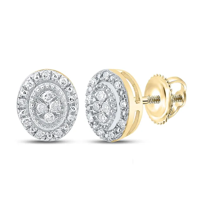 Earrings gndatlanta 10k Yellow Gold Round Diamond Oval Cluster Earrings 110 Cttw Earrings gndatlanta 10k Yellow Gold Round Diamond Oval Cluster Earrings 110 Cttw