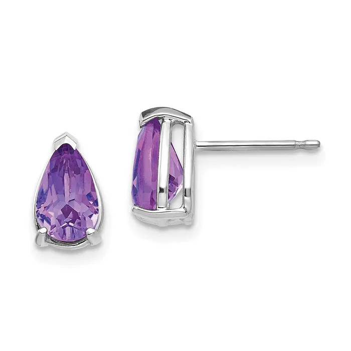Earrings Goldia 14k White Gold 8x5mm Pear Amethyst Earrings