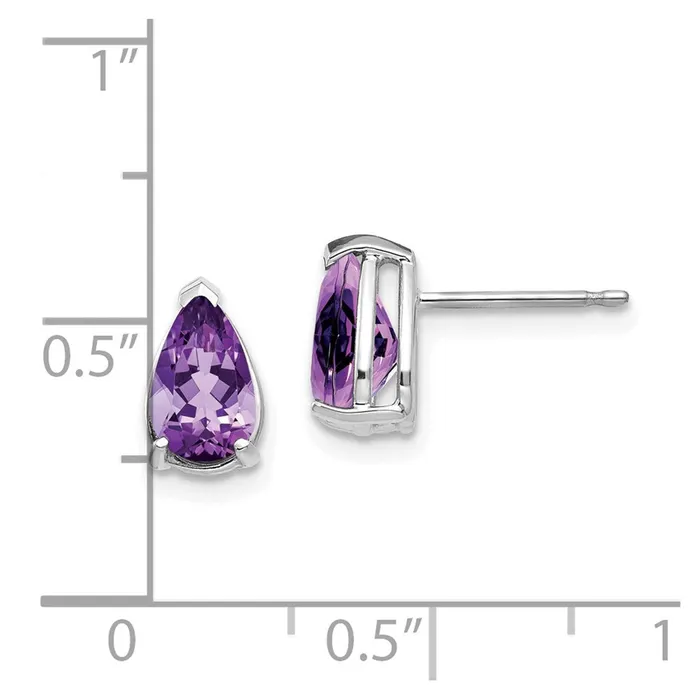 Earrings Goldia 14k White Gold 8x5mm Pear Amethyst Earrings