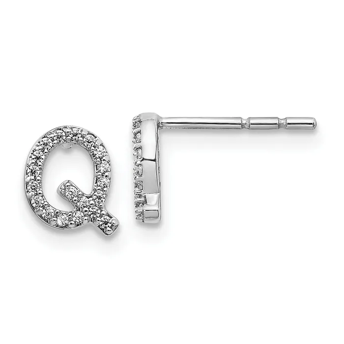 Earrings Goldia 14K White Gold Lab Grown VSSI G Diamond Letter Q Initial Post Earrings Earrings Goldia 14K White Gold Lab Grown VSSI G Diamond Letter Q Initial Post Earrings