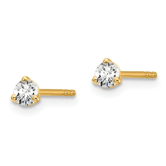 Earrings Goldia 14k Yellow Gold 15 ctw Lab Grown Diamond VSSI G Round 3 Prong Heavy Wt Stud Earrings