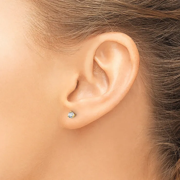 Earrings Goldia 14k Yellow Gold 15 ctw Lab Grown Diamond VSSI G Round 3 Prong Heavy Wt Stud Earrings