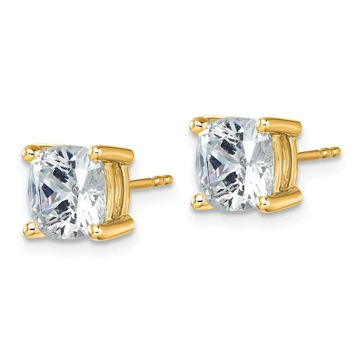 Earrings Goldia 14k Yellow Gold 5 ctw Lab Grown Diamond VSSI G Cushion 4 Prong Heavy Wt Stud Earrings