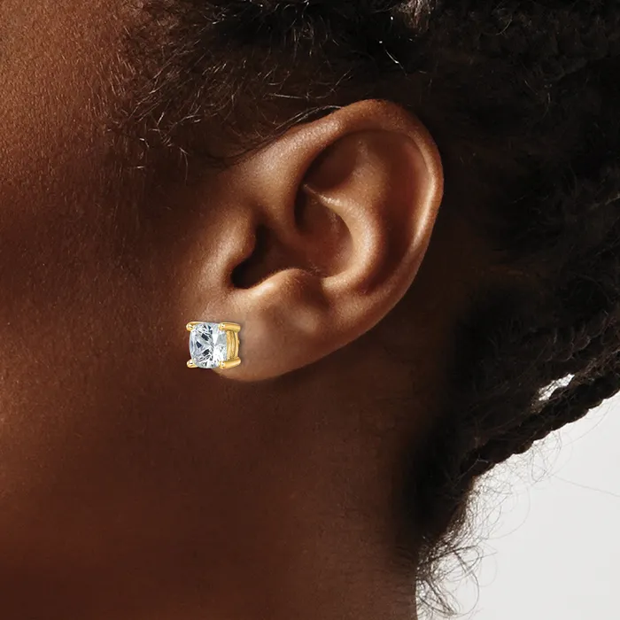 Earrings Goldia 14k Yellow Gold 5 ctw Lab Grown Diamond VSSI G Cushion 4 Prong Heavy Wt Stud Earrings