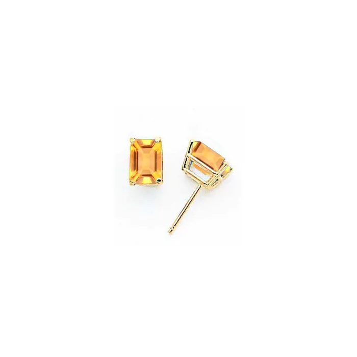 Earrings Goldia 14k Yellow Gold 7x5mm Emerald Cut Citrine Earrings