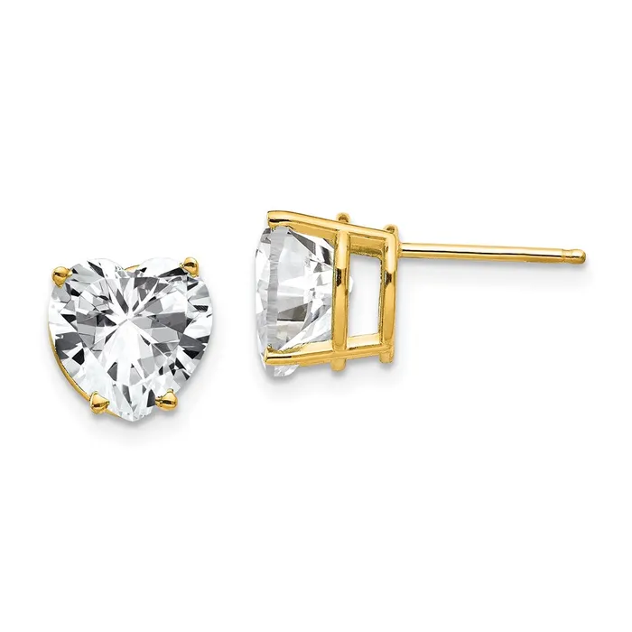 Earrings Goldia 14k Yellow Gold 8mm Heart Cubic Zirconia Earrings