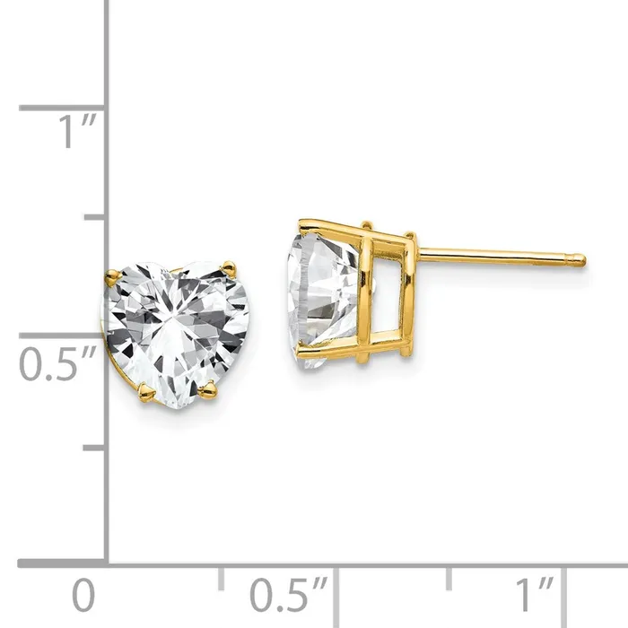 Earrings Goldia 14k Yellow Gold 8mm Heart Cubic Zirconia Earrings
