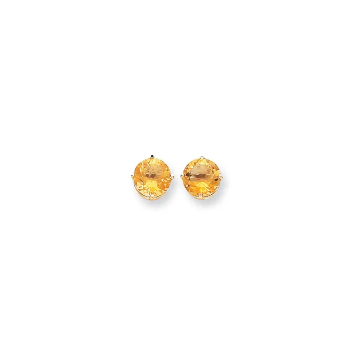 Earrings Goldia 14k Yellow Gold 9mm Citrine Checker Earrings