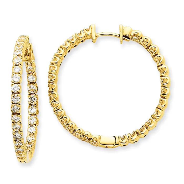 Earrings Goldia 14k Yellow Gold Real Diamond Hinged Hoop Earrings