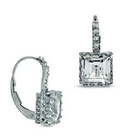 Earrings Goldia 70mm PrincessCut LabCreated White Sapphire Crown Drop Earrings in Sterling Silver Earrings Goldia 70mm PrincessCut LabCreated White Sapphire Crown Drop Earrings in Sterling Silver