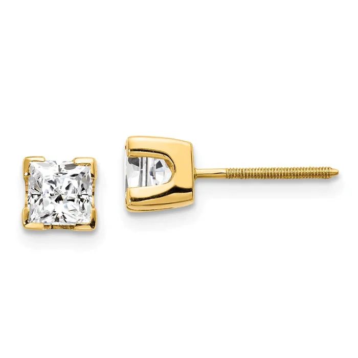 Earrings goldiaca 14k 1ct VS Quality Complete Princess cut Diamond Earrings Earrings goldiaca 14k 1ct VS Quality Complete Princess cut Diamond Earrings