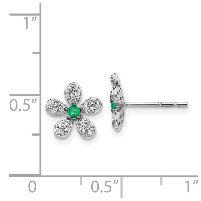 Earrings Goldia Solid 14k White Gold Simulated CZ and Emerald Earrings