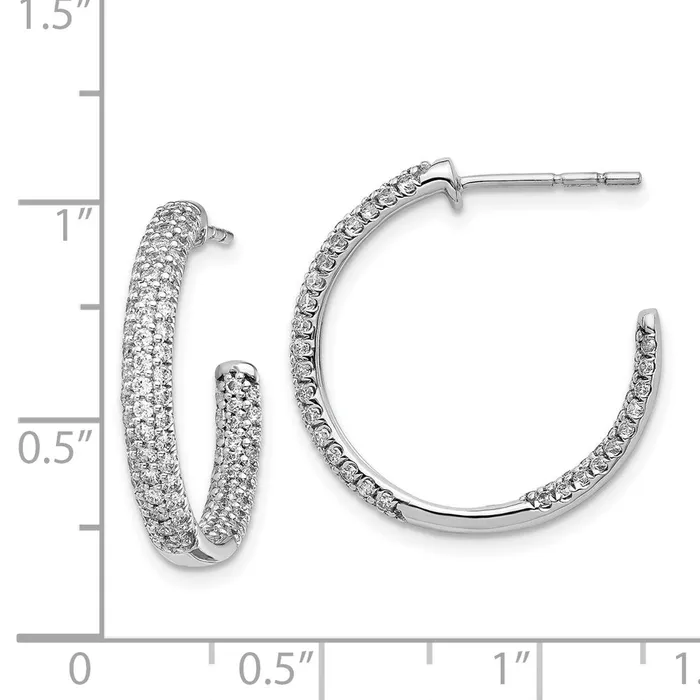 Earrings Goldia Solid 14k White Gold Simulated CZ InOut Hoop Post Earrings