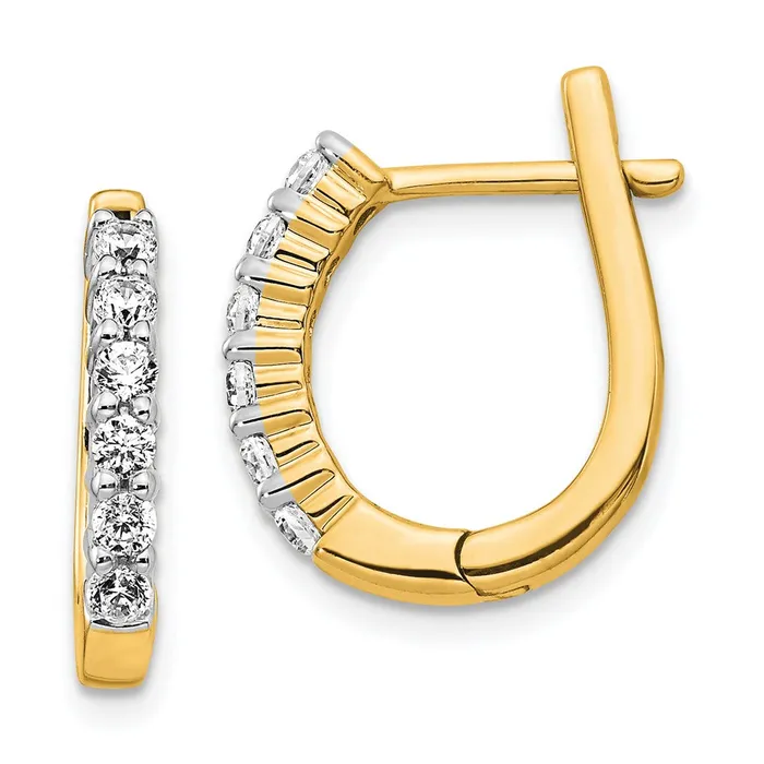 Earrings Goldia Solid 14k Yellow Gold Simulated CZ Hinged Hoop Earrings