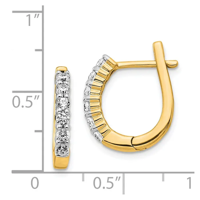 Earrings Goldia Solid 14k Yellow Gold Simulated CZ Hinged Hoop Earrings