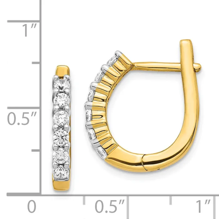 Earrings Goldia Solid 14k Yellow Gold Simulated CZ Hinged Hoop Earrings