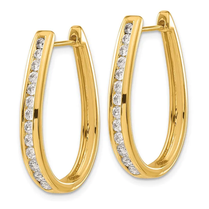 Earrings Goldia Solid 14k Yellow Gold Simulated CZ Oval Hinged Hoop Earrings