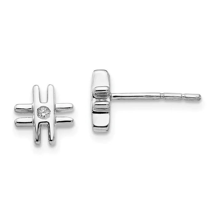 Earrings Goldia White Ice Sterling Silver Rhodiumplated Diamond Hashtag Sign Post Earrings