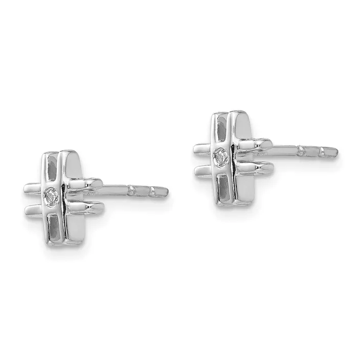 Earrings Goldia White Ice Sterling Silver Rhodiumplated Diamond Hashtag Sign Post Earrings