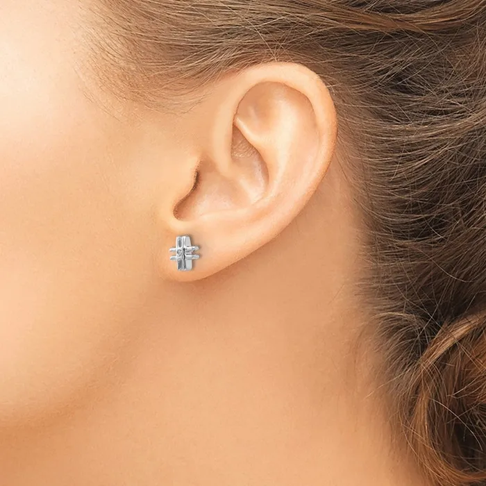 Earrings Goldia White Ice Sterling Silver Rhodiumplated Diamond Hashtag Sign Post Earrings