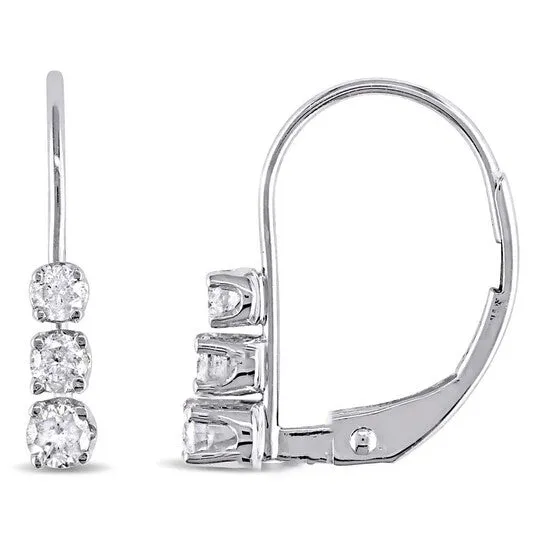 Earrings JMS always Original AMOUR 14 CT TW 3 Stone Diamond Leverback Earrings In 14K White Gold Earrings JMS always Original AMOUR 14 CT TW 3 Stone Diamond Leverback Earrings In 14K White Gold