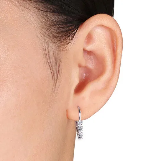 Earrings JMS always Original AMOUR 14 CT TW 3 Stone Diamond Leverback Earrings In 14K White Gold Earrings JMS always Original AMOUR 14 CT TW 3 Stone Diamond Leverback Earrings In 14K White Gold