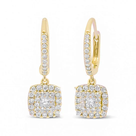 Earrings JMS always Original Haus of Brilliance 14K Yellow Gold 58 Cttw InvisibleSet Princess Diamond Square Halo Dangle Earring HI Color SI1SI2 Clarity Earrings JMS always Original Haus of Brilliance 14K Yellow Gold 58 Cttw InvisibleSet Princess Diamond Square Halo Dangle Earring HI Color SI1SI2 Clarity