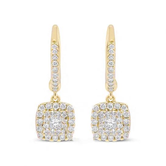 Earrings JMS always Original Haus of Brilliance 14K Yellow Gold 58 Cttw InvisibleSet Princess Diamond Square Halo Dangle Earring HI Color SI1SI2 Clarity Earrings JMS always Original Haus of Brilliance 14K Yellow Gold 58 Cttw InvisibleSet Princess Diamond Square Halo Dangle Earring HI Color SI1SI2 Clarity