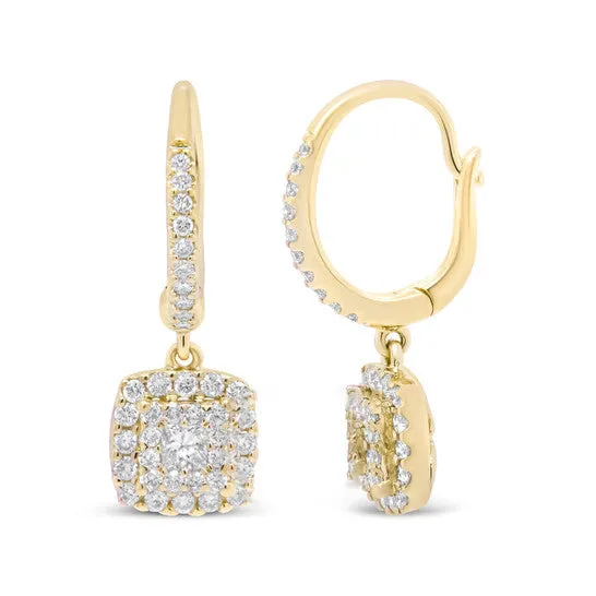 Earrings JMS always Original Haus of Brilliance 14K Yellow Gold 58 Cttw InvisibleSet Princess Diamond Square Halo Dangle Earring HI Color SI1SI2 Clarity Earrings JMS always Original Haus of Brilliance 14K Yellow Gold 58 Cttw InvisibleSet Princess Diamond Square Halo Dangle Earring HI Color SI1SI2 Clarity