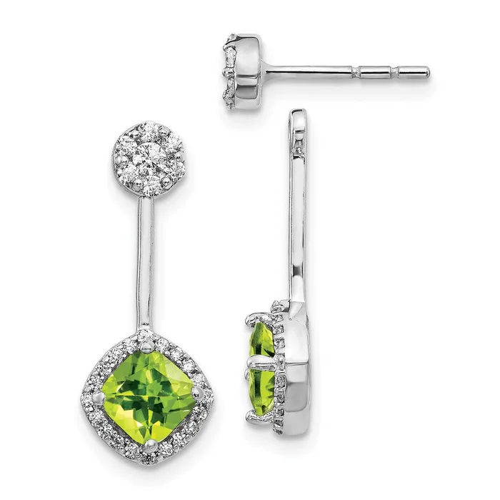 Earrings Solid 14k White Gold Simulated CZ Peridot Earrings Goldia
