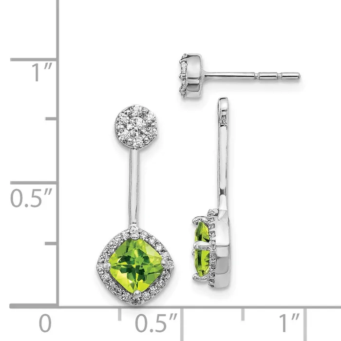 Earrings Solid 14k White Gold Simulated CZ Peridot Earrings Goldia
