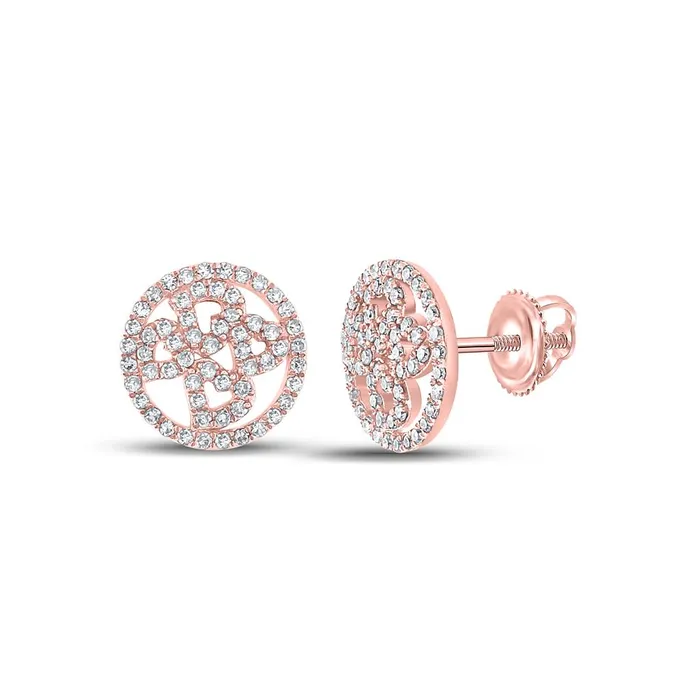 gndatlanta 10k Rose Gold Round Diamond Heart Circle Earrings 12 Cttw Earrings gndatlanta 10k Rose Gold Round Diamond Heart Circle Earrings 12 Cttw Earrings