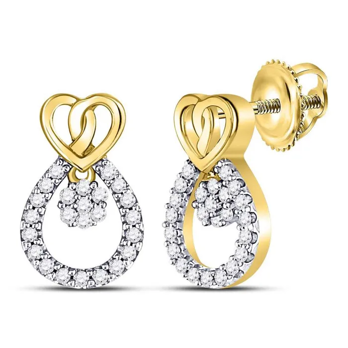 gndatlanta 10k Yellow Gold Round Diamond Teardrop Heart Earrings 16 Cttw Earrings gndatlanta 10k Yellow Gold Round Diamond Teardrop Heart Earrings 16 Cttw Earrings