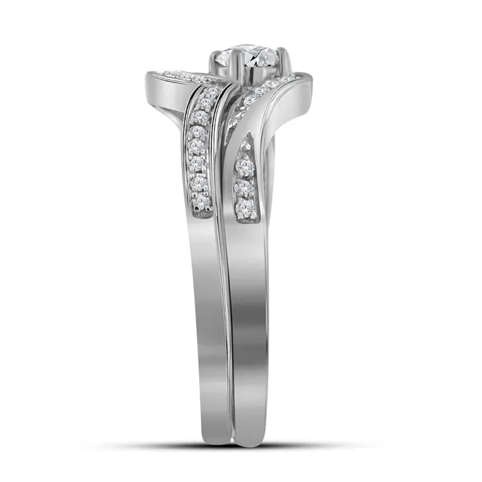 gndatlanta 14k White Gold Round Diamond Bridal Wedding Ring Set 13 Cttw Certified Rings gndatlanta 14k White Gold Round Diamond Bridal Wedding Ring Set 13 Cttw Certified Rings